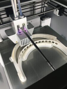 3D printing a headband for the U-M/Prusa face shield at the Duderstadt Center’s 3D Lab. Image credit: Fabrication Studio at the Duderstadt Center