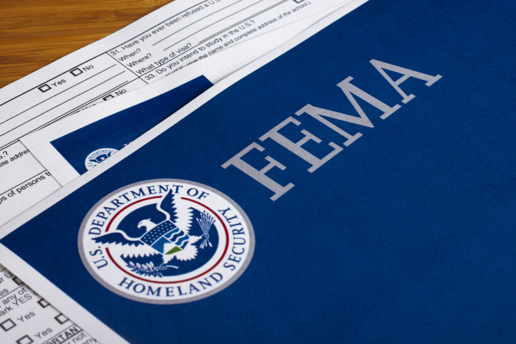 FEMA US Homeland Security Citizen and Immigration Services flyer closeup. Image credit: iStock