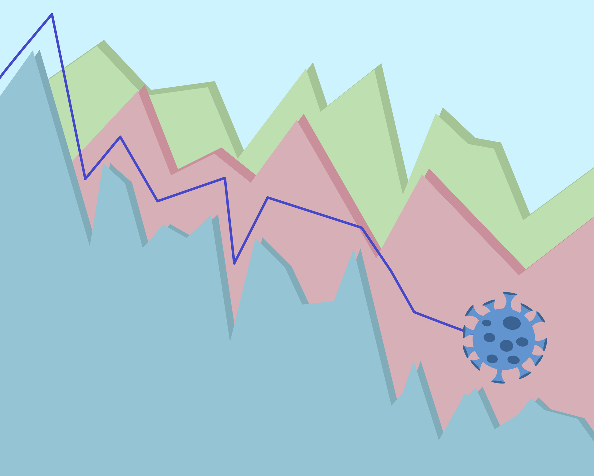 Illustration showing economic decline during a pandemic. Image credit: iStock