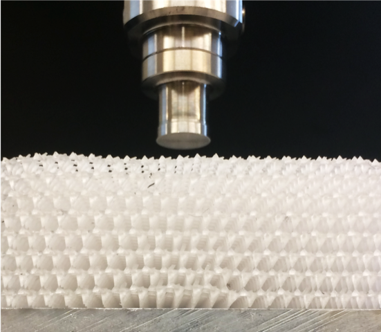 Pictured is a 3D printed specimen of topological mechanical metamaterials. Image credit: Ellen Arruda, Xiaoming Mao, University of Michigan.