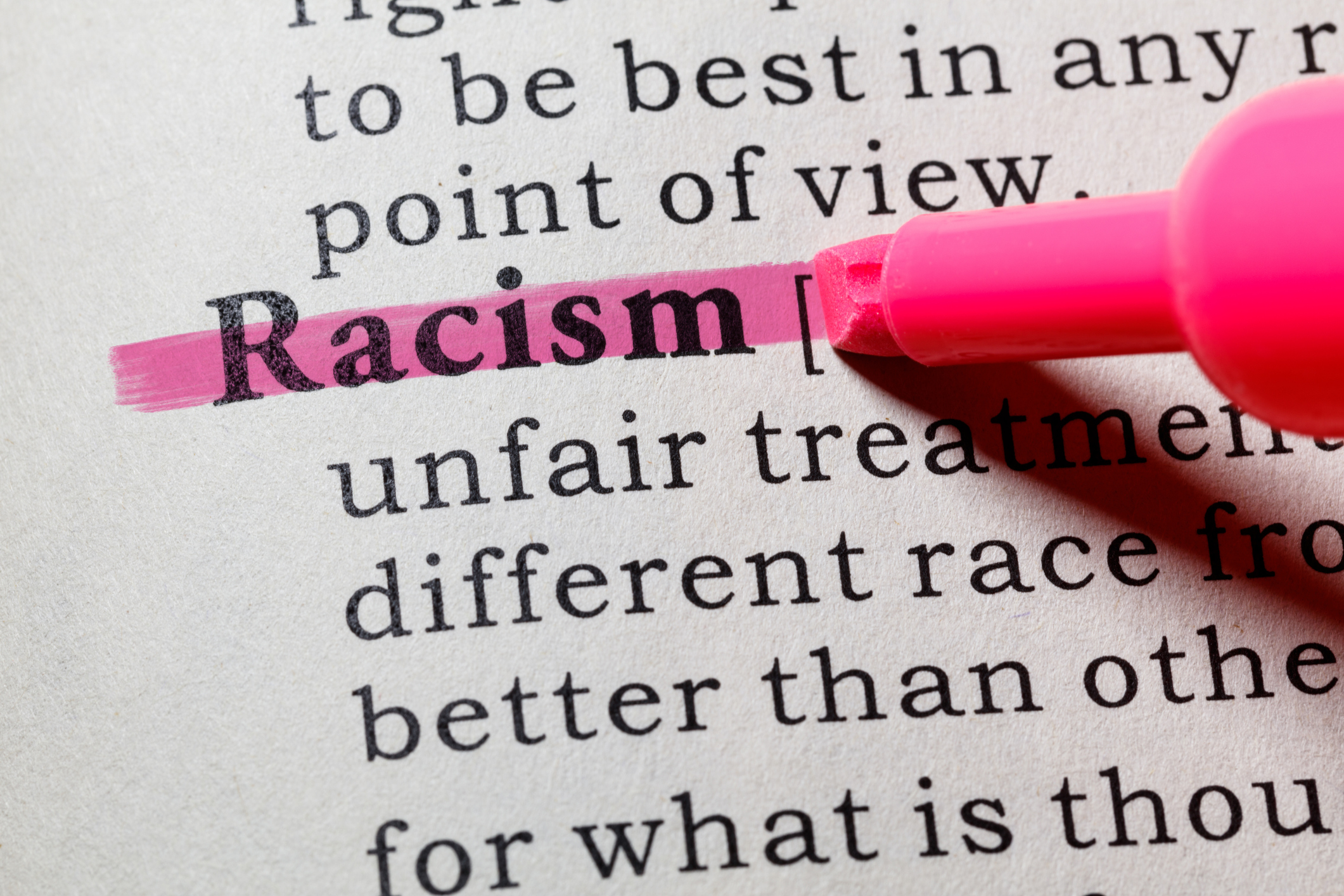Definitive words in definition of racism. Image credit: iStock