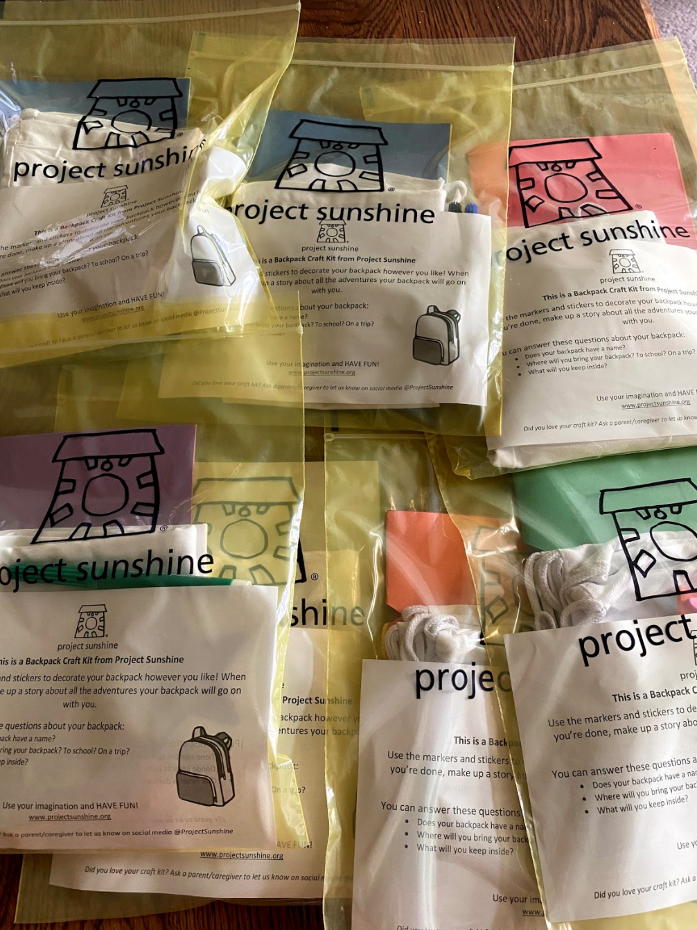 Activity kits for hospitalized children Journey Stockton helped assemble through Project Sunshine, an international organization serving more than 150,000 pediatric patients and their families. Image credit: Journey Stockton