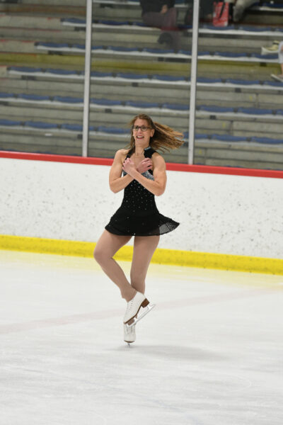Kristin Seefeldt, associate director for educational programs at Poverty Solutions and an associate professor of social work and public policy, resumed her childhood figure-skating hobby as an adult and now competes in local competitions. (Photo courtesy of Kristin Seefeldt)