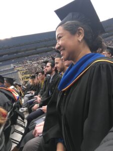 María Militzer received her doctorate degree during the 2019 commencement ceremony in the Big House. Image credit: María Militzer.