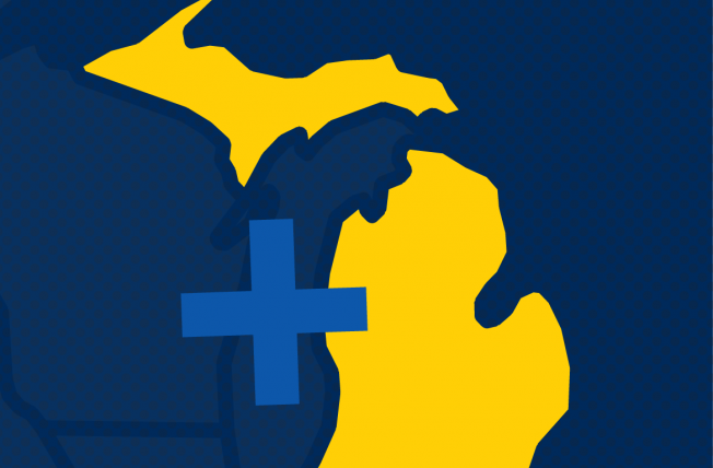Icons of health and the state of Michigan. Image credit: U-M IHPI