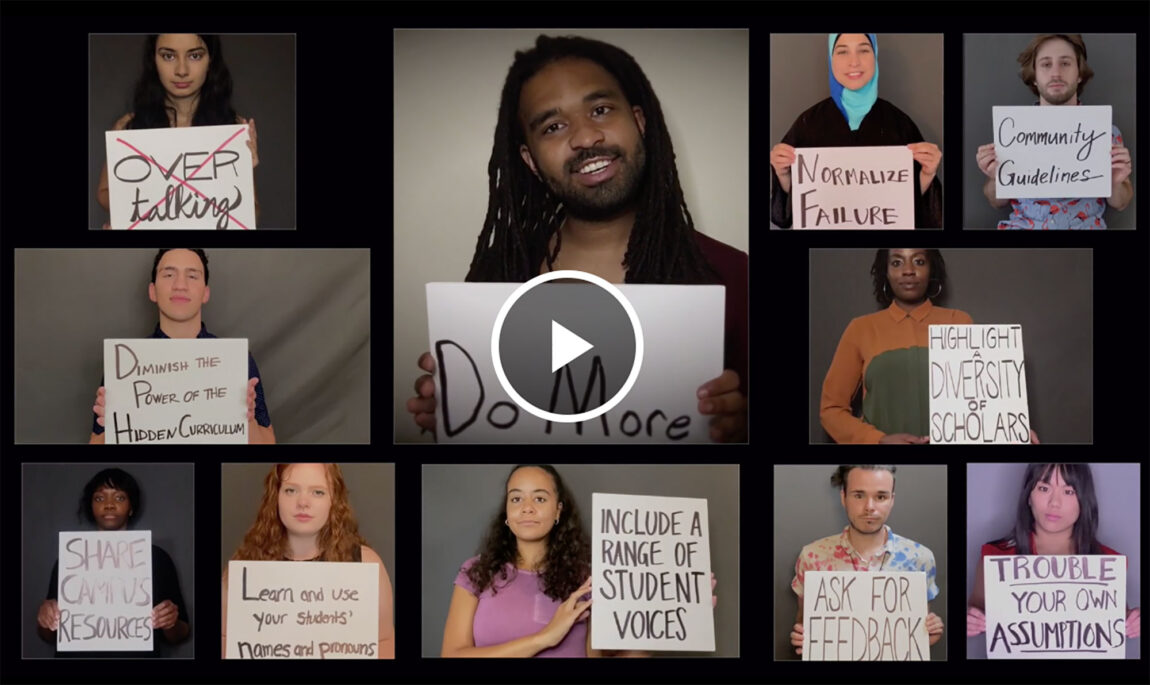 Strategies to disrupt inequities in teaching and learning were highlighted in the CRLT Players video sketch “Act for Equity.”