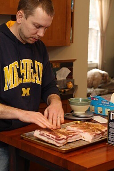 Greg McGuire, Mcity associate director, got into charcuterie when someone suggested his "Michigan basement" was an ideal place to cure meats. (Photo courtesy of Greg McGuire)
