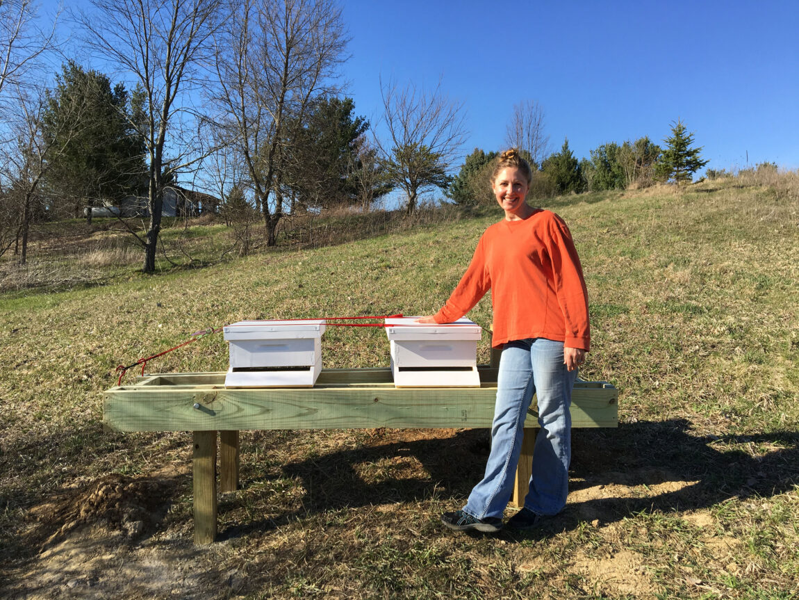 Jennette Green, a clinical analyst for the Department of Family Medicine in the Medical School, took up beekeeping at her Manchester home several years ago. (Photo courtesy of Jennette Green)