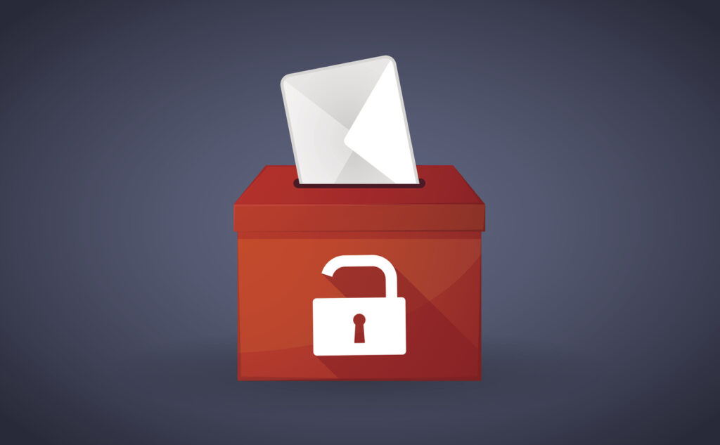 Illustration of a ballot box with a lock. Image credit: iStock