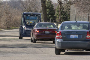 Beginning June 4, 2018, Mcity's Driverless Shuttle will operate on the University of Michigan's North Campus. Image credit: Roger Hart, Michigan Photography.