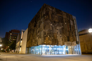 On view until Oct. 23, Ibrahim Mahama's first outdoor public art exhibition in the US blanketed the experior of the University of Michigan Museum of Art. The installation was part of a collaboration with the U-M Institute for the Humanities. Image credit: Eric Bronson/Michigan Photography.