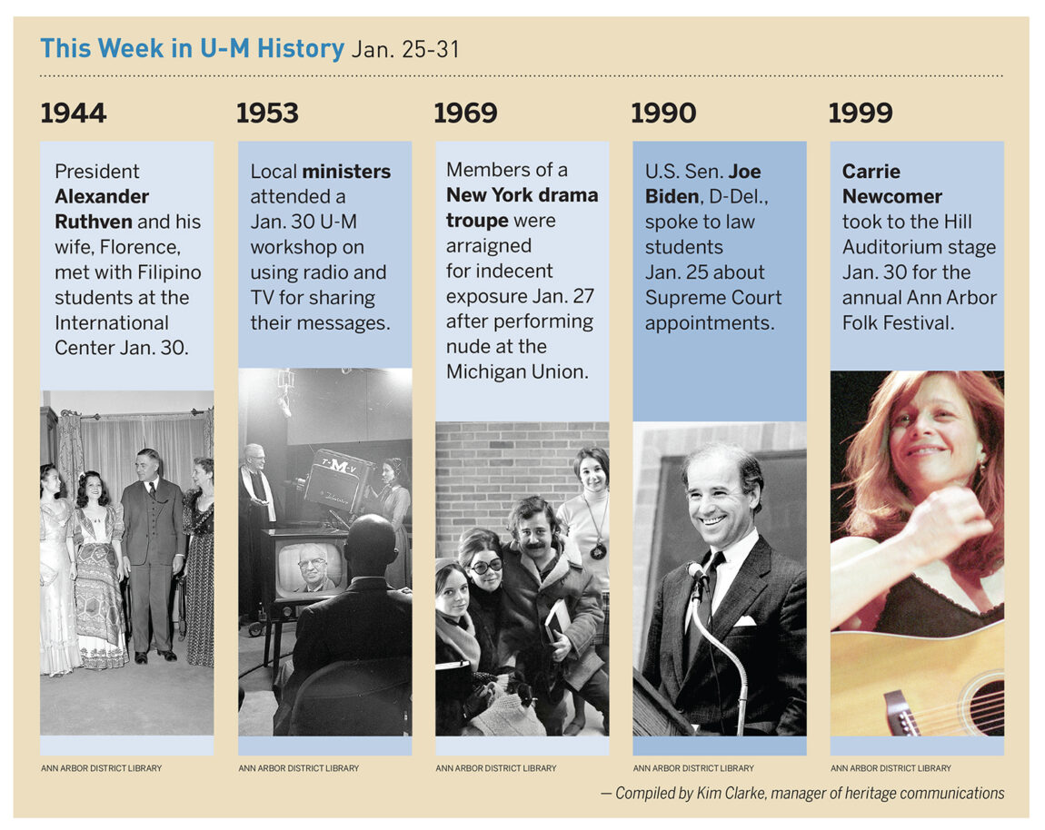 On Jan. 25, 1990, then-U.S. Sen. Joe Biden, D-Del., spoke to law students about Supreme Court appointments. Read about some of the other things that happened in U-M history during the week of Jan. 25-31.