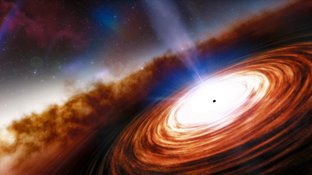Artist rendering of a quasar. Image credit: NOIRLab/NSF/AURA/J. da Silva