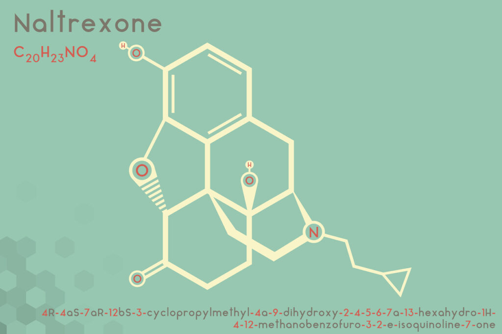 Illustration of naltrexone molecule. Image credit: iStock