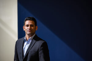 Dr. Chad Ellimoottil at the North Campus Research Complex in Ann Arbor, MI. Dr. Ellimoottil is the director of the Telehealth Research Incubator. Image credit: Eric Bronson, Michigan Photography