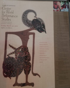 A photo of the poster from the 2001 Grand Opening of the University of Michigan Center for World Performance Studies.