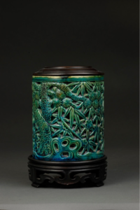 Brush Holder, China, Qing dynasty, Kangxi reign (1662 - 1722), porcelain with glaze, Promised gift of William C. Weese, M.D., LSA ‘65, PG2020.2.60A&B. Images courtesy: U-M Museum of Art