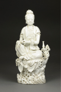 Guanyin, China, Qing Dynasty (18th century), blanc de chine porcelain with glaze, Promised gift of William C. Weese, M.D., LSA ‘65, PG2020.2.29. Images courtesy: U-M Museum of Art