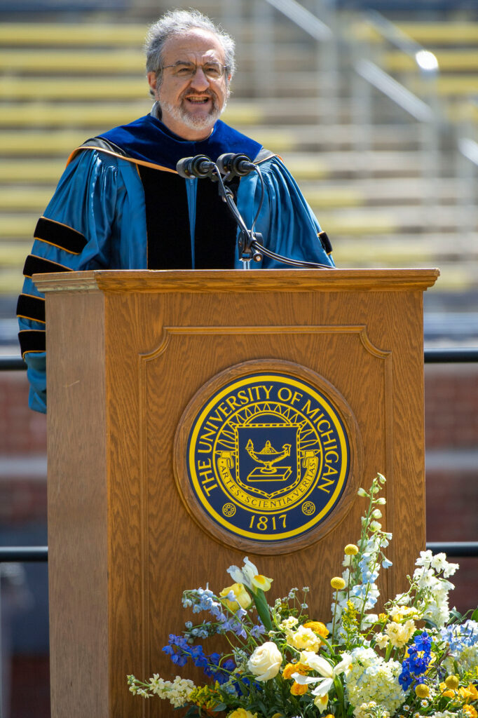 President Mark Schlissel welcomed graduates gathered at Michigan Stadium.