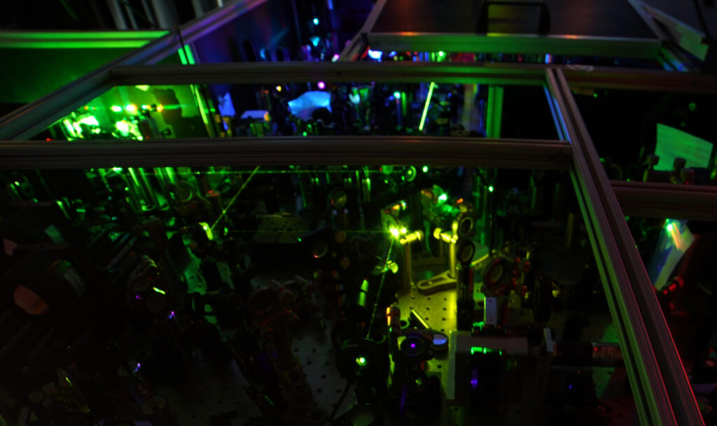 Pictured is the ultrafast optical setup in the Laboratory for Ultrafast Multidimensional Optical Spectroscopy at the University of Michigan. Image credit: Yin Song and Rong Duan