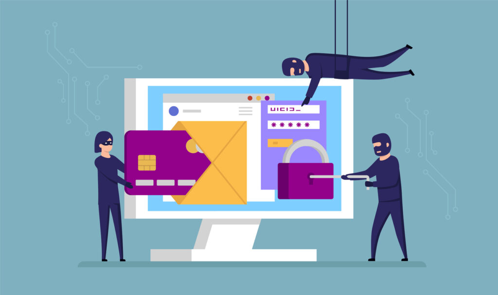 Concept illustration of thieves stealing digital identity. Image credit: iStock