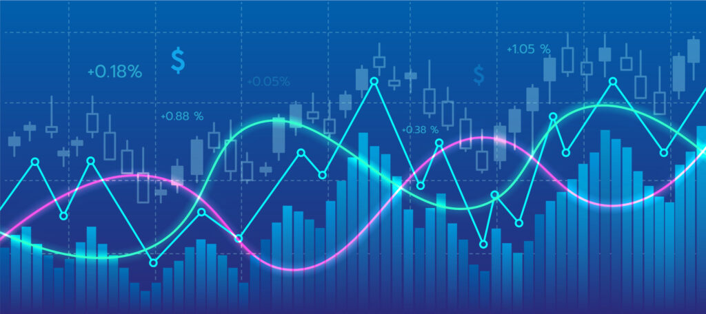 Financial stock market lines charts,trendline and candle stick Digital illustration widescreen. Image credit: Jira Pliankharom, iStock