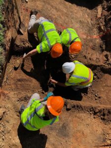 Archaeologists and forensic scientists at excavation site at Oaklawn Cemetery, Tulsa, July 2021. Image credit: Scott Ellsworth