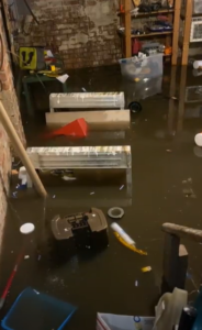 Image taken from a resident-provided video of flooding of a Detroit home on June 28, 2021.