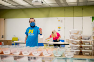 The U-M team assembled 1,575 science kits for use at three schools. Image credit: Eric Bronson, Michigan Photography