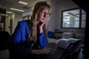 Melissa Lemke, a PhD candidate in biomedical engineering, is part of a University of Michigan research team using computational tools to predict how vaccines will trigger antibodies in individuals.