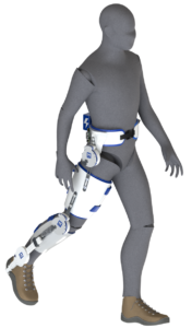 A model of the powered exoskeleton on the hip, knee and ankle joints. The modular system will be able to assist any combination of these joints, no matter the activity. Image credit: Locomotor Control Systems Laboratory, University of Michigan