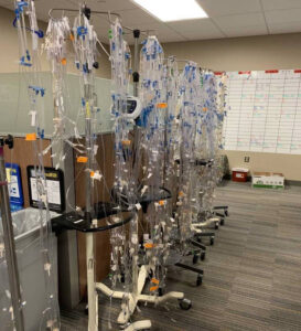 Intravenous tubing collected by the Clinical Nursing Center during its waste reduction and materials reuse efforts. (Photo courtesy of School of Nursing’s Clinical Learning Center)