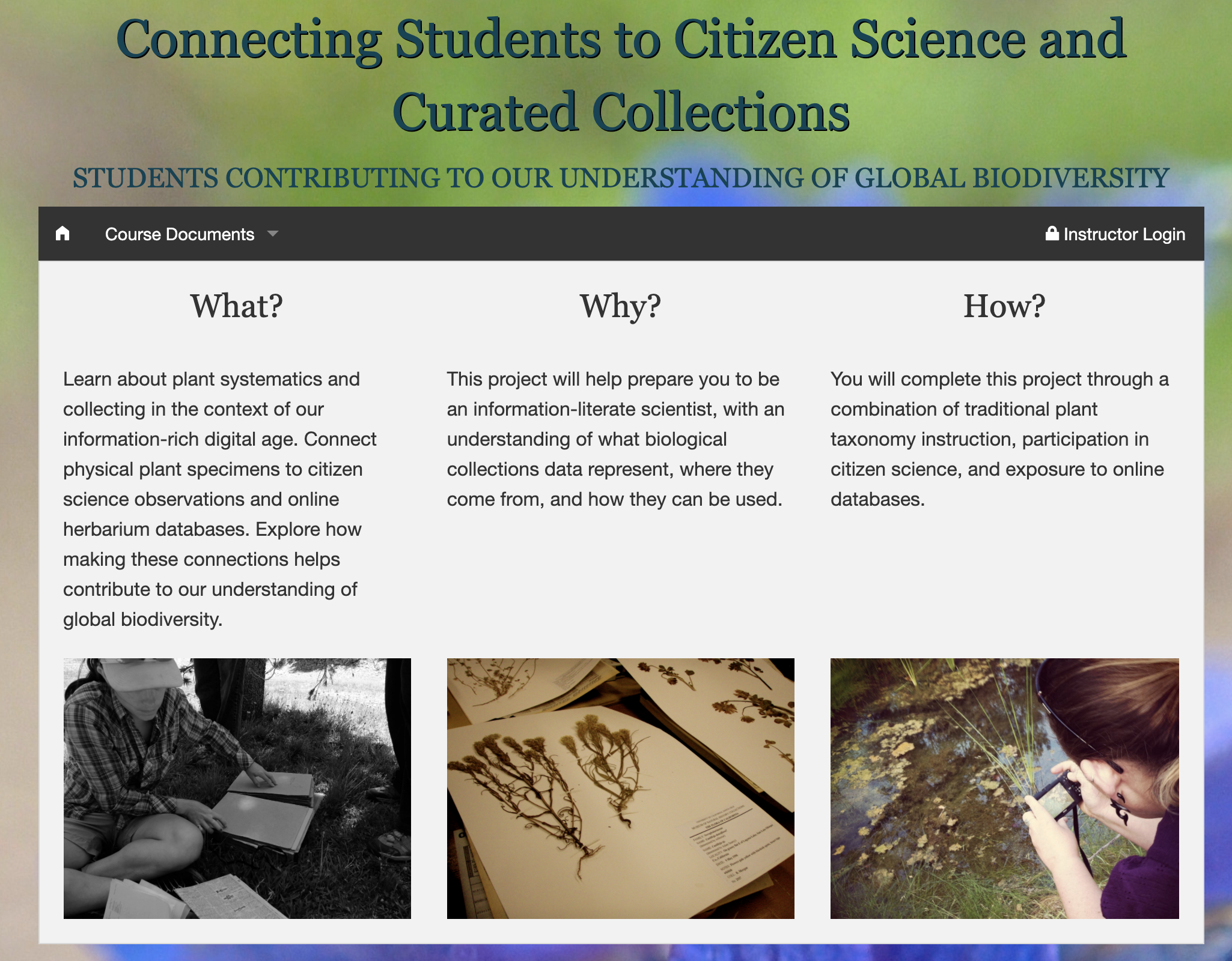 The Connecting Students to Citizen Science and Curated Collections module.