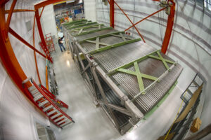 MicroBooNE's detector is assembled at Fermilab. Image credit: Reidar Hahn