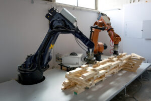 Robotically Fabricated Structure, now on display at U-M’s Matthaei Botanical Gardens, was created through human-robot collaboration at U-M’s Taubman College of Architecture and Urban Planning. Image credit: Jacob Cofer/University of Michigan Taubman College of Architecture and Urban Planning