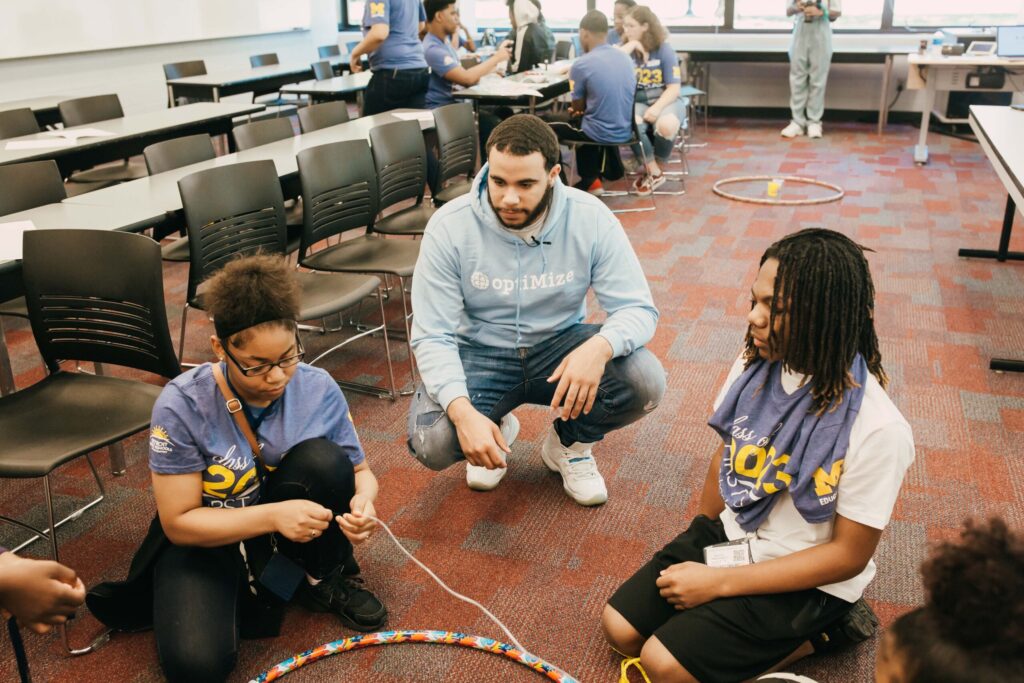 During a two-day visit to the U-M campus, the inaugural class of Marygrove students worked together on problem-solving and engineering projects. Image credit: Heather Nash