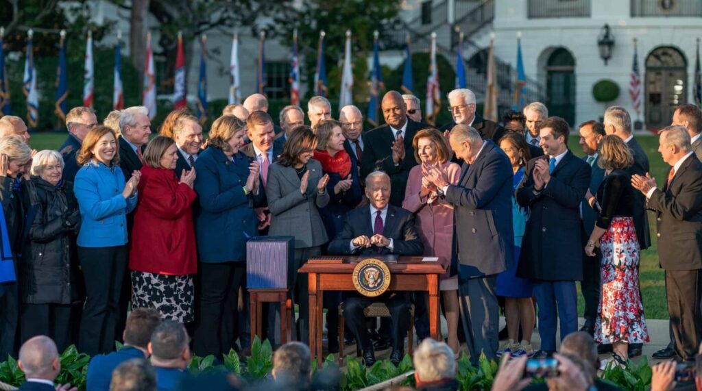 President Joe Biden signing the infrastructure bill. Image courtesy: Whitehouse.gov