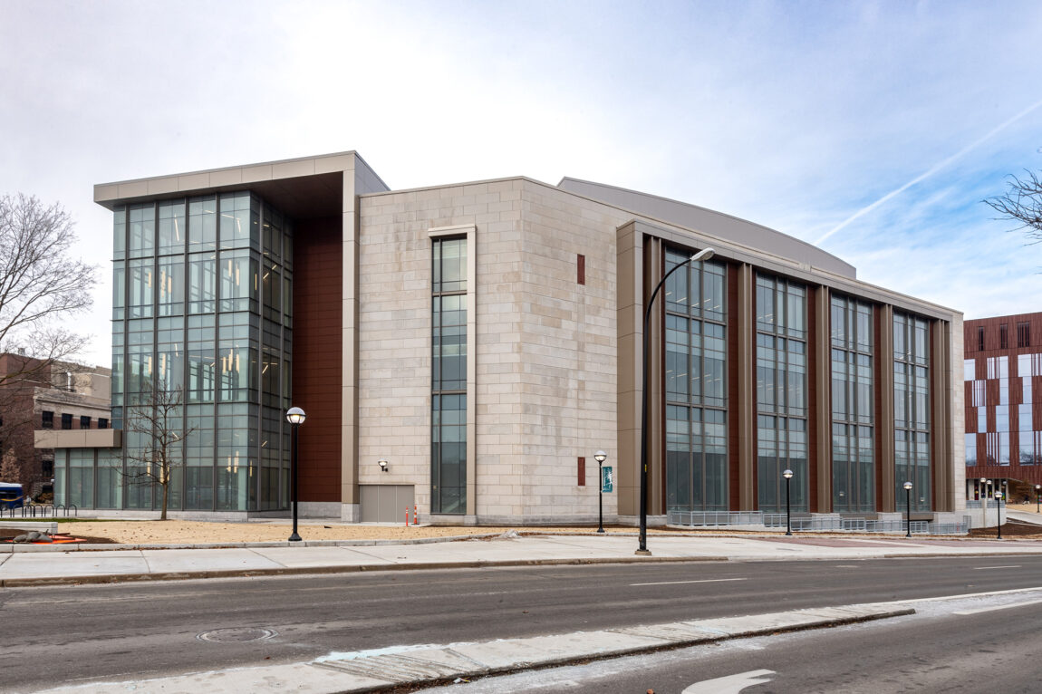 An exterior photo of the Central Campus Classroom Building.