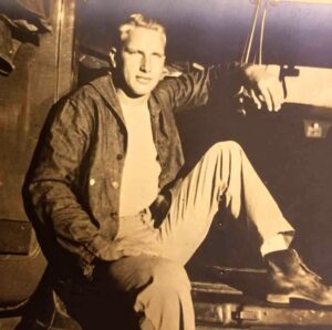 Herb Elfring, BS '50, in civilian clothes at the end of World War II.