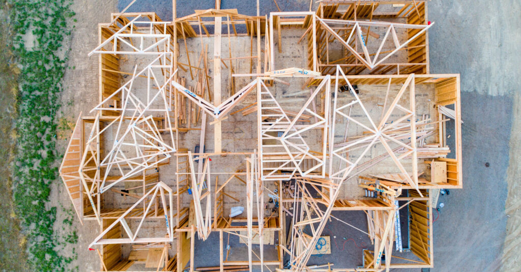 Overhead view of a home under construction. Image courtesy: U-M SPH