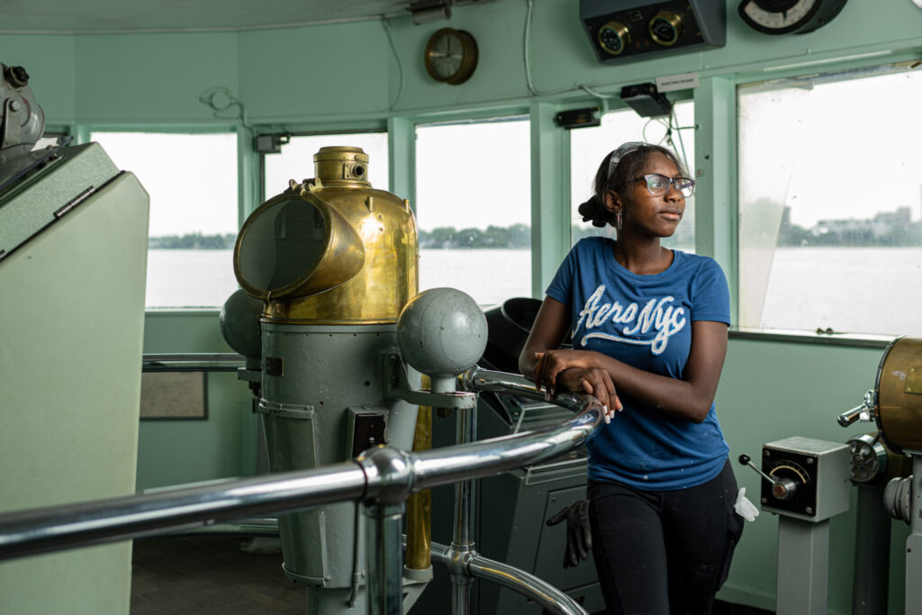 Strawberry Burrell, a resident of Detroit, and Detroit River Story Lab participant. Image credit: Eric Bronson, Michigan Photography