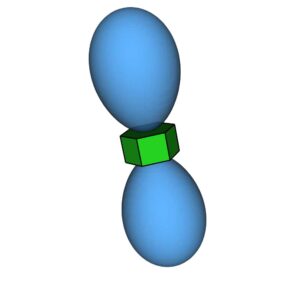 The density of the pseudoparticles around nanoparticle shapes resembles the electron density in the electron orbitals of atoms. This new way of understanding how entropy creates attractive forces between nanoparticles could accelerate the development of nanomaterials with designed properties. Image credit: Thi Vo, Glotzer Group, University of Michigan