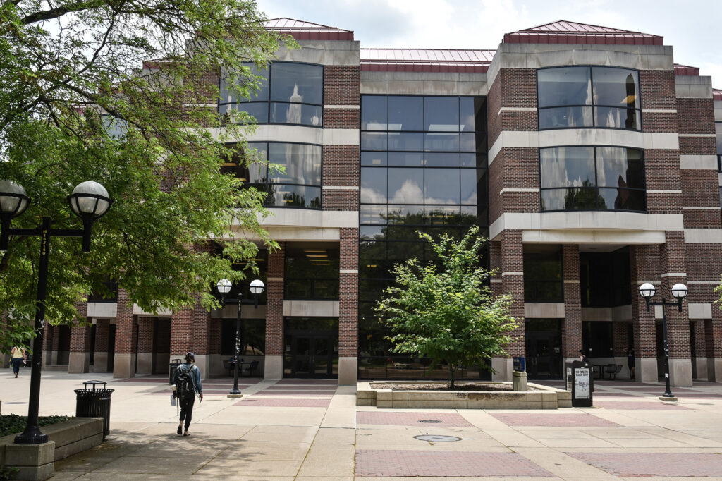Photo of exterior of Shapiro Library.