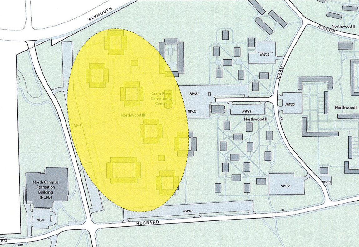 Map showing North Campus housing project area
