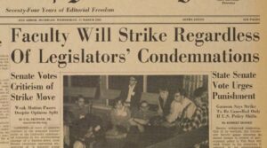 Daily headline re Faculty Strike 1965
