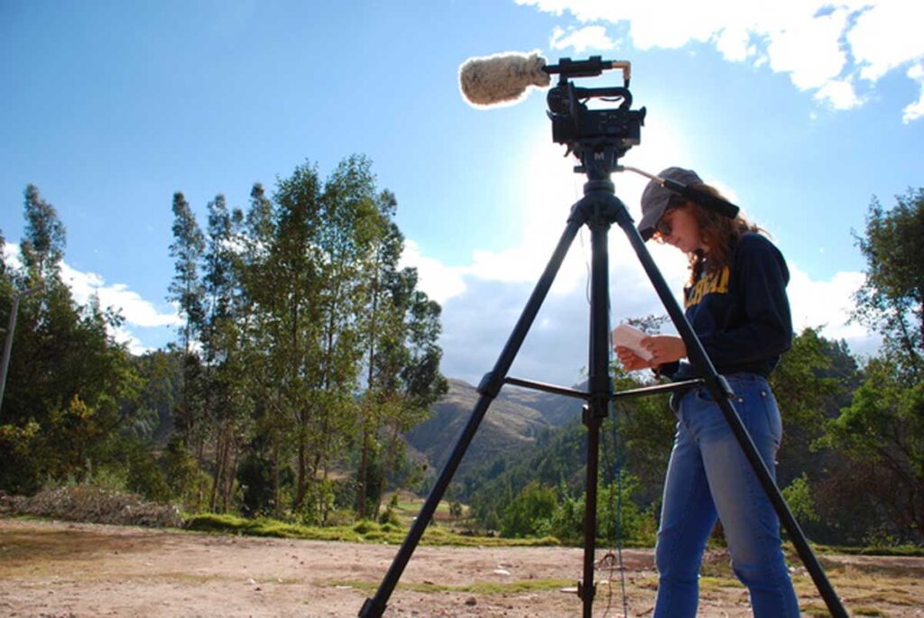 Fulbright finalist and filmmaker Gretchen Andrews. Producing “La Otra Manera” (short documentary) on set in Tankarparta, Peru in 2017. Image credit: Meredith Dolan