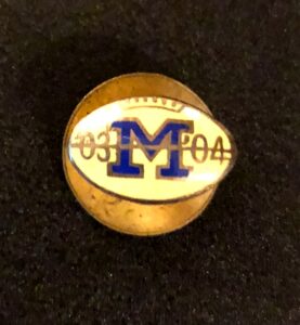 Michigan Union button with football