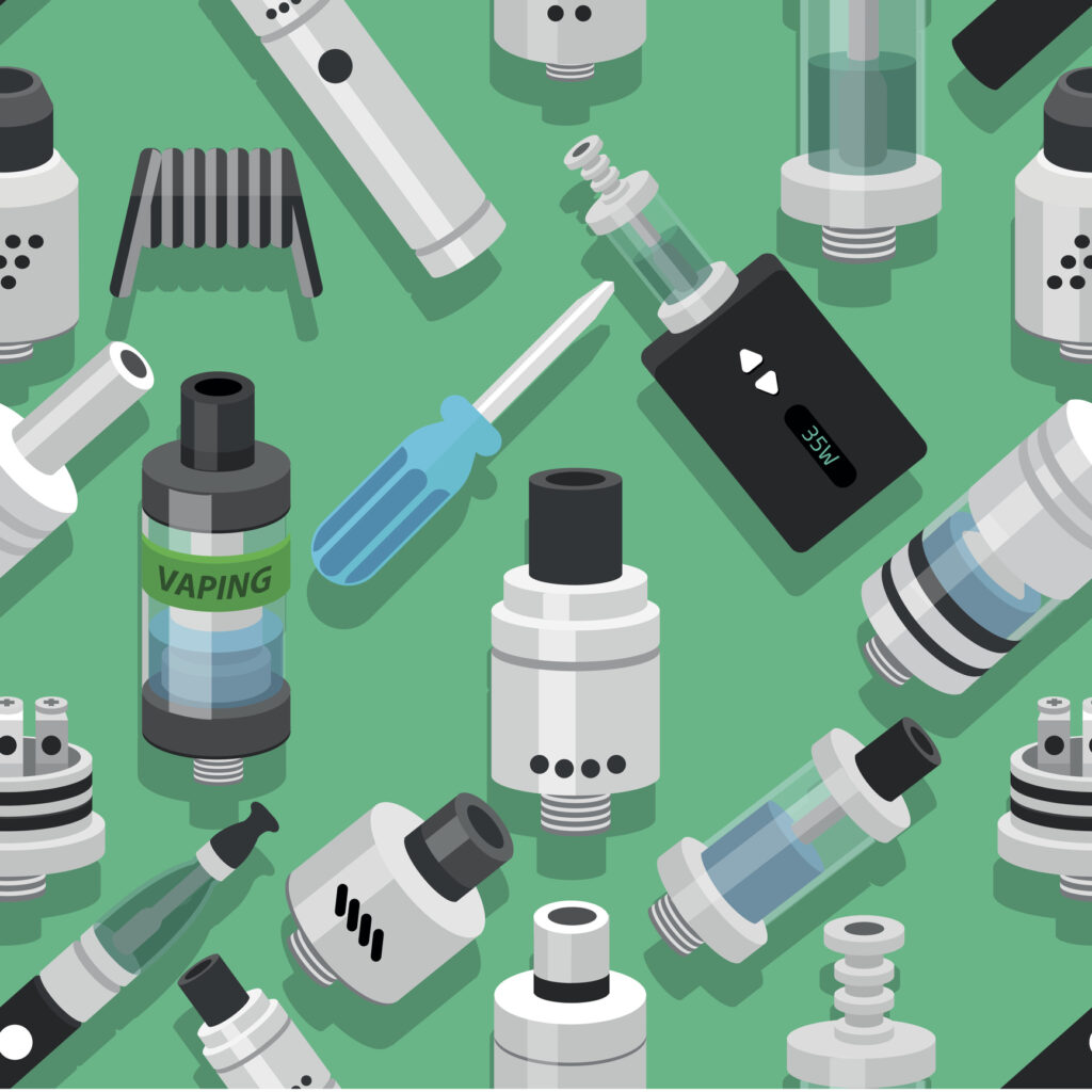 Vector pattern of electronic cigarette. Image credit: iStock