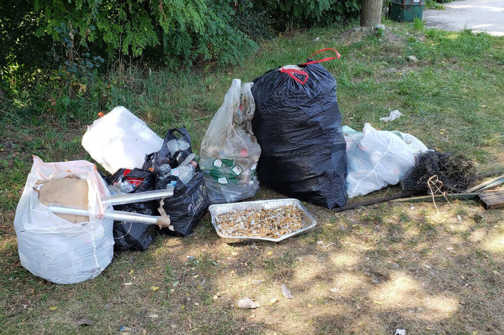 Photo of trash collected at Frog Island Park.