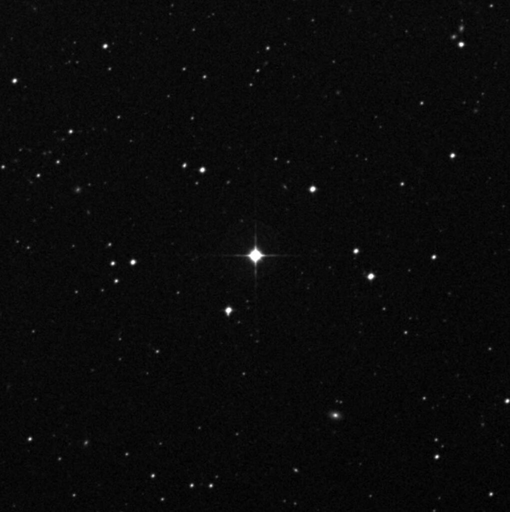 The star HD 222925 is a ninth-magnitude star located toward the southern constellation Tucana. Image credit: The STScI Digitized Sky Survey